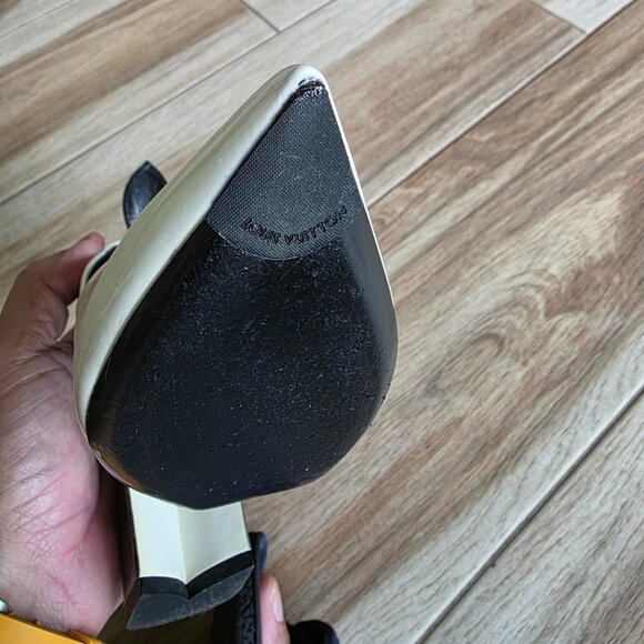 Louis Vuitton White Croc Embossed Leather & Leather MatchMake Block Heel Eur. 38 - Picture 14 of 16